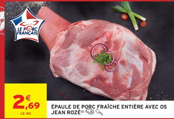 ÉPAULE DE PORC FRAÎCHE ENTIÈRE AVEC OS JEAN ROZÉ