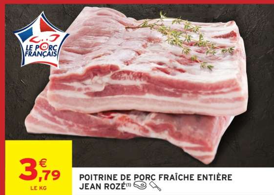POITRINE DE PORC FRAÎCHE ENTIÈRE JEAN ROZÉ