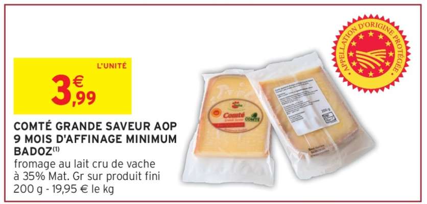 COMTÉ GRANDE SAVEUR AOP 9 MOIS D'AFFINAGE MINIMUM BADOZ
