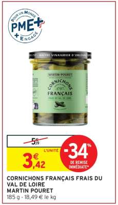 CORNICHONS FRANÇAIS FRAIS DU VAL DE LOIRE MARTIN POURET