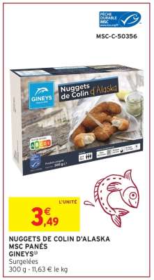 NUGGETS DE COLIN D'ALASKA MSC PANÉS GINEYS