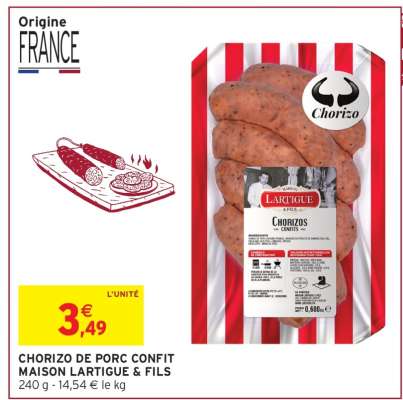 CHORIZO DE PORC CONFIT MAISON LARTIGUE & FILS