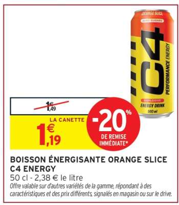 BOISSON ÉNERGISANTE ORANGE SLICE C4 ENERGY