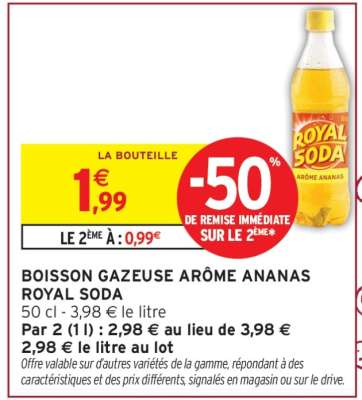 BOISSON GAZEUSE ARÔME ANANAS ROYAL SODA