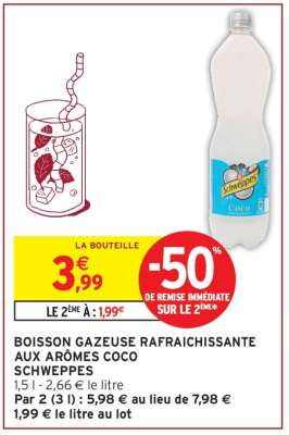 BOISSON GAZEUSE RAFRAICHISSANTE AUX ARÔMES COCO SCHWEPPES