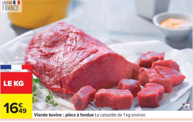 Viande bovine : pièce à fondue