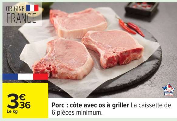Porc : côte avec os à griller