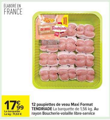 12 paupiettes de veau MAXI FORMAT TENDRIADE