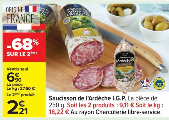 Saucisson de l'Ardèche I.G.P.
