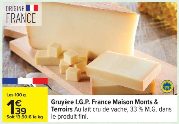 Gruyère I.G.P. France Maison Monts & Terroirs