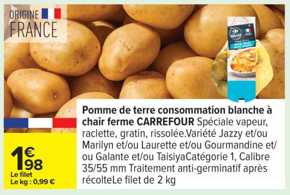 Pomme de terre consommation blanche à chair ferme CARREFOUR
