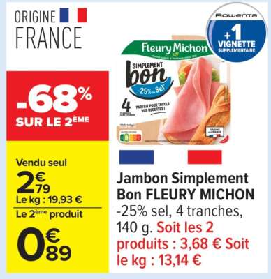Jambon Simplement Bon Fleury Michon