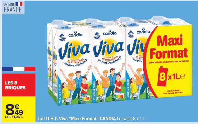 Lait U.H.T. Viva "Maxi Format" CANDIA