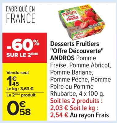 Desserts fruitiers "Offre Découverte" ANDROS