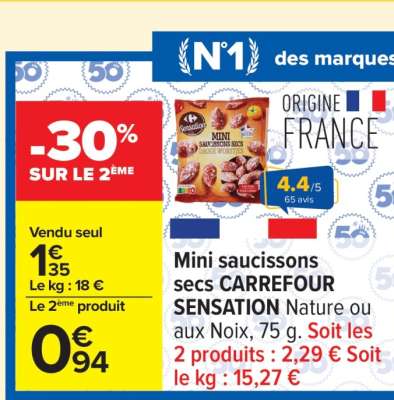 Mini Saucissons Secs Carrefour Sensation