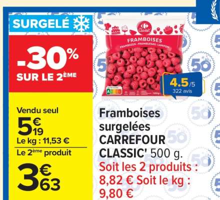 Framboises surgelées CARREFOUR CLASSIC'