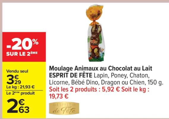 Moulage Animaux au Chocolat au Lait ESPRIT DE FÊTE