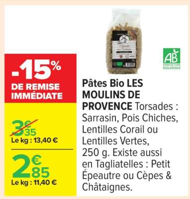Pâtes Bio LES MOULINS DE PROVENCE