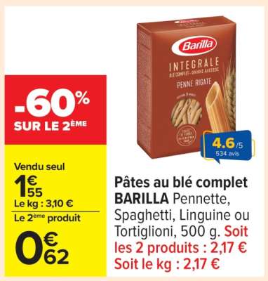 Pâtes au blé complet BARILLA