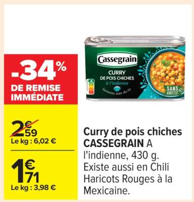 Curry de pois chiches CASSEGRAIN