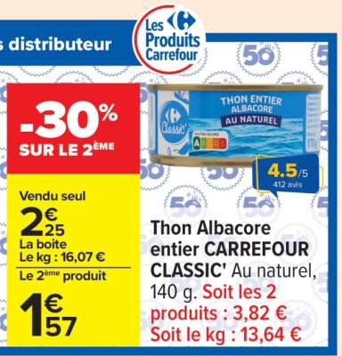 Thon Albacore entier CARREFOUR CLASSIC'