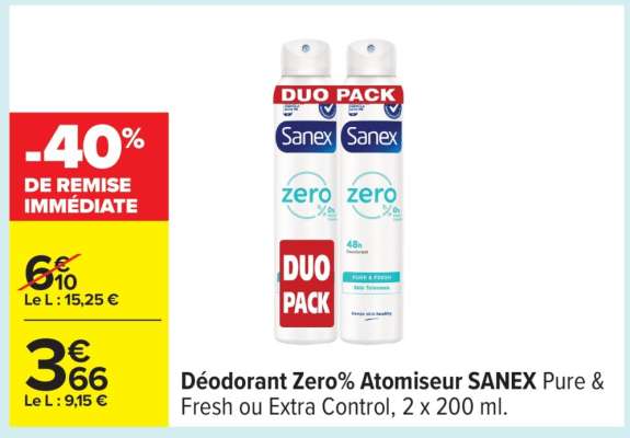 Déodorant Zero% Atomiseur SANEX