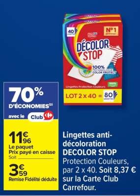 LINGETTES ANTI-DÉCOLORATION 'DÉCOLOR STOP'
