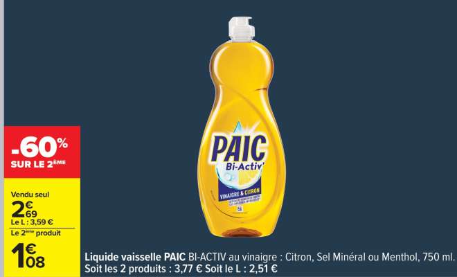 LIQUIDE VAISSELLE “PAIC BI-ACTIV”