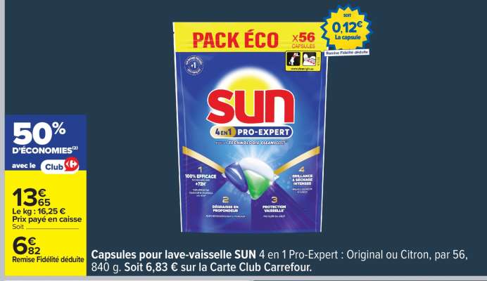 Capsules pour lave-vaisselle SUN 4 en 1 Pro-Expert