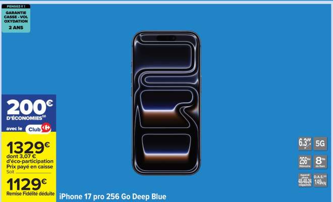 iPhone 17 pro 256 Go Deep Blue
