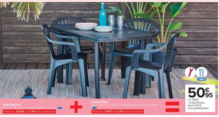 LA TABLE + 4 FAUTEUILS