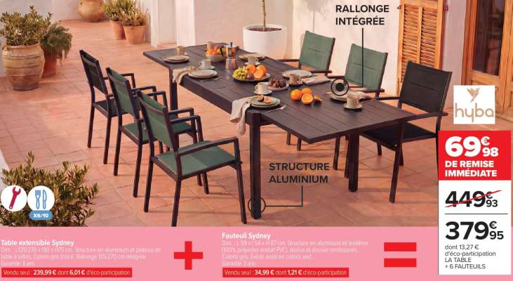 Table extensible Sydney + Fauteuil Sydney