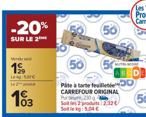 Pâte à tarte feuilletée CARREFOUR ORIGINAL