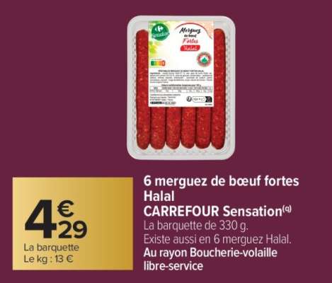 6 merguez de boeuf fortes Halal