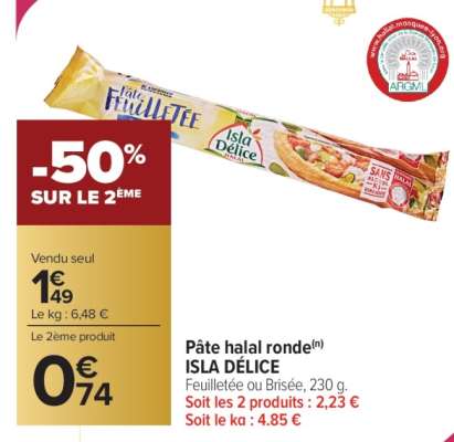 Pâte halal ronde ISLA DÉLICE