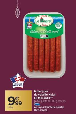 6 merguez de volaille Halal LE MINARET