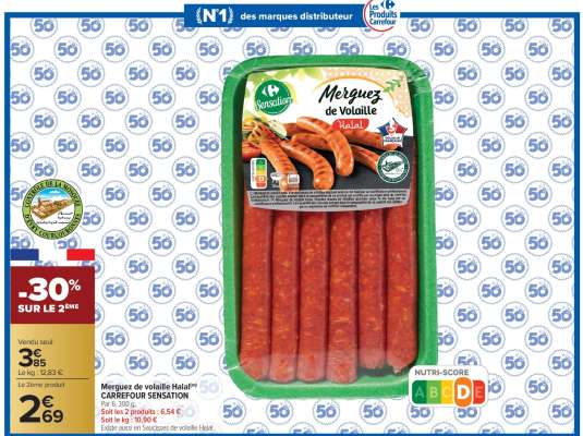 Merguez de volaille Halal CARREFOUR SENSATION