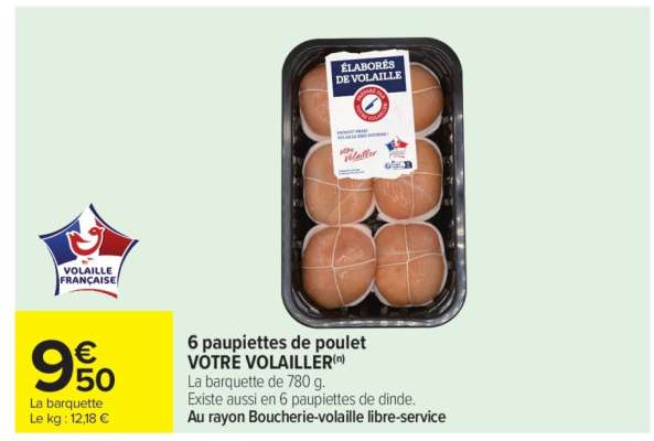 6 paupiettes de poulet VOTRE VOLAILLER