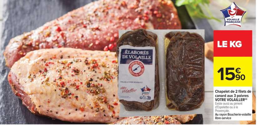 Chapelet de 2 filets de canard aux 3 poivres