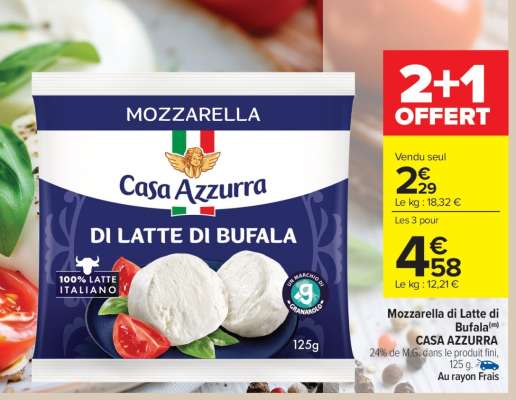MOZZARELLA DI LATTE DI BUFALA CASA AZZURRA