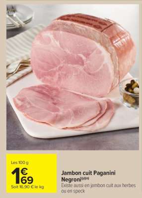 Jambon cuit Paganini NEGRONI
