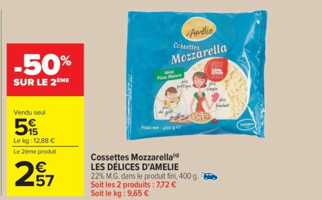 COSSETTES MOZZARELLA LES DÉLICES D'AMÉLIE