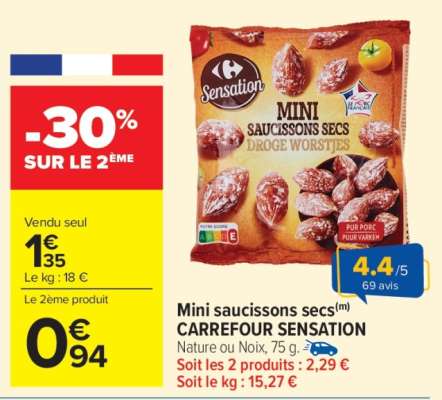 Mini Saucissons Secs Carrefour Sensation