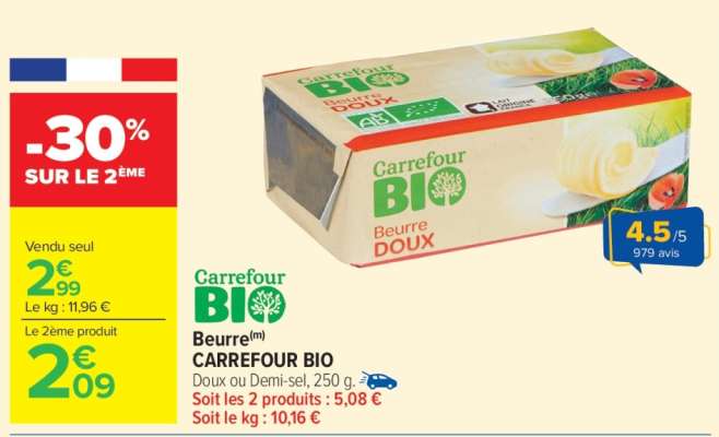Beurre CARREFOUR BIO