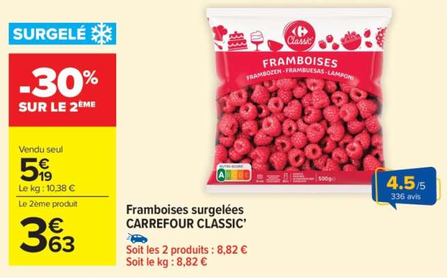 Framboises surgelées CARREFOUR CLASSIC'