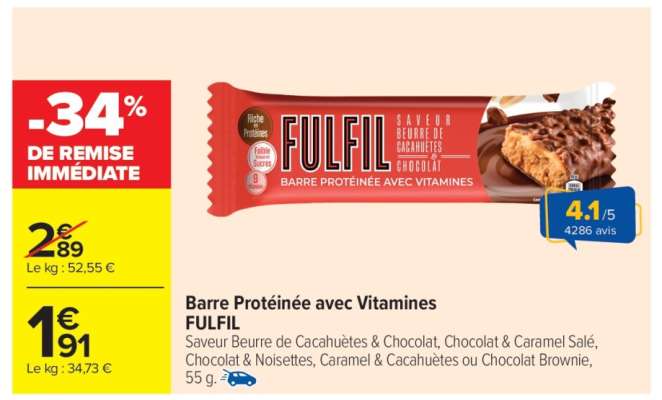 BARRE PROTÉINÉE AVEC VITAMINES “FULFIL”