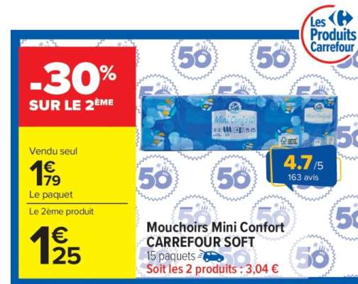 Mouchoirs Mini Confort CARREFOUR SOFT