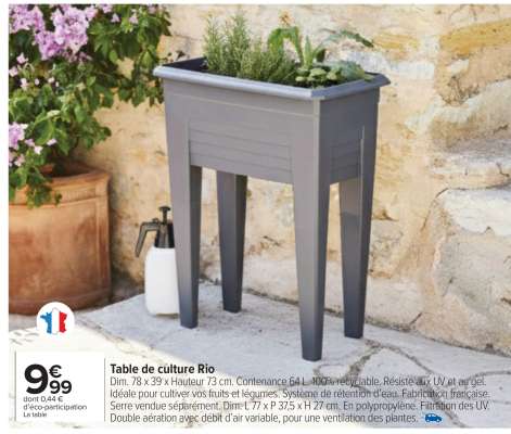 Table de culture Rio
