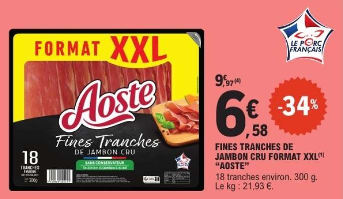 FINES TRANCHES DE JAMBON CRU FORMAT XXL(1) “AOSTE”