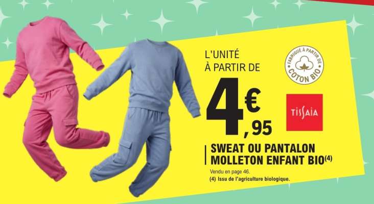 SWEAT OU PANTALON MOLLETON ENFANT BIO